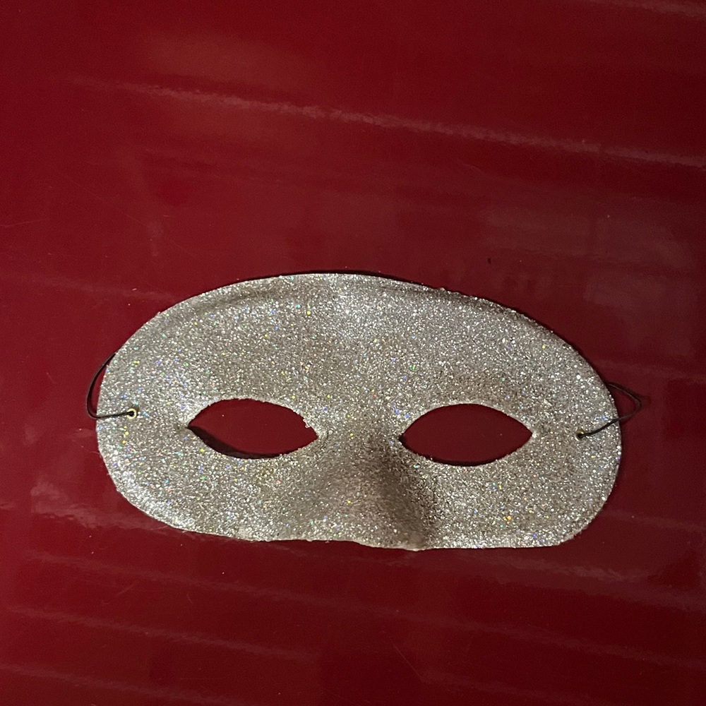 $3 Add-On Costume Mask Silver Glitter for Halloween, Mardi Gras, Costume Ball